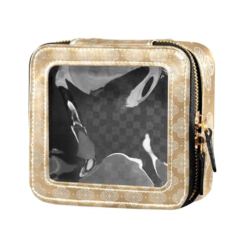 Yuiboo Niedliche transparente geometrische Make-up-Tasche mit goldenen Blumen, Reisetaschen für Toilettenartikel, Kosmetik-Organizer für Reisen, geometrische Dekoration, goldene Blumen,, Geometrische von Yuiboo