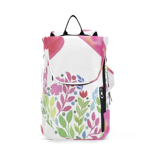 Yuiboo Sport-Tennis-Badminton-Tasche, atmungsaktiv, Valentinstag, Aquarell, bunte Herzen, Blumen, 3 Schläger, Badminton, Pickleball-Tasche für Tennis, Badminton, Pickleball von Yuiboo