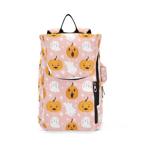 Yuiboo Sporting Goods Tennistasche, atmungsaktiv, niedlich, Halloween-Geister, goldene Kürbisse, lustig, pfirsichfarben, 3 Schläger, Badminton-Tasche, Tasche für Tennis, Badminton, Pickleball von Yuiboo