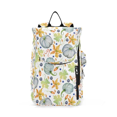 Yuiboo Tennis-Sporttasche für Damen, große Aufbewahrung, Aquarell, blaue Kürbisse, Beeren, goldene Blätter, Blumen, 2 Tennisschläger, gepolsterter Rucksack für Unisex Erwachsene von Yuiboo