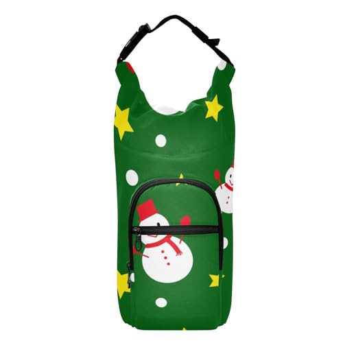 Yuiboo Wasserflaschenhalter Schlinge Weihnachten Schneemann Grün Dunkle Sterne Neujahr Faltbarer Wasserträger zum Wandern 20/24/32/1,2 l Wasserflaschenhalter Tasche von Yuiboo