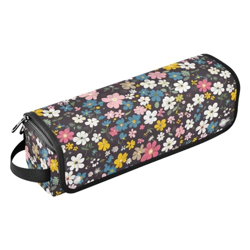 Yuiboo Werkzeug-Reisetasche mit herausnehmbarer, hitzebeständiger Matte, große Kapazität, Glätteisen, Organizer für Glätteisen, Lockenstäbe, bunte Blumen, Gänseblümchen, Retro-Reisetasche von Yuiboo