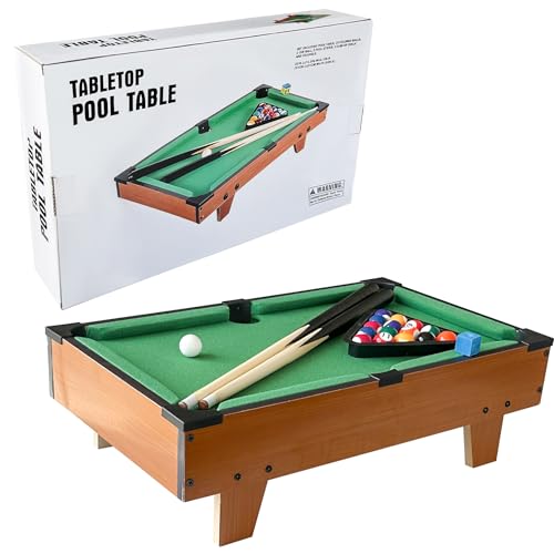 YumSur Mini Billiardtisch, Pooltisch Set mit 2 Queues, 16 Billardkugeln, Triangel, Schwimmkreide, Tragbarer Snooker-Spiel-Set (Grün, Style 2) YumSur Mini Billiardtisch, Pooltisch Set mit 2 Queues, 16 Billardkugeln, Triangel, Schwimmkreide, Tragbarer Snooker-Spiel-Set (Grün, Style 2) von YumSur
