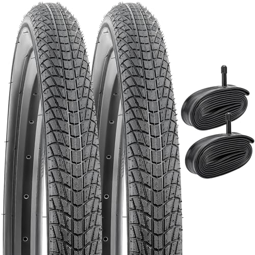 YunSCM 2Pcs Faltbarer 16 Zoll Reifen 16x1.75 ETRTO 47-305 Plus 2Pcs 16 Zoll Schlauch AV32mm Ventil kompatibel Kinderfahrräder, Rennräder, Citybikes 16x1.75 Fahrradreifen und Schlauch von YunSCM