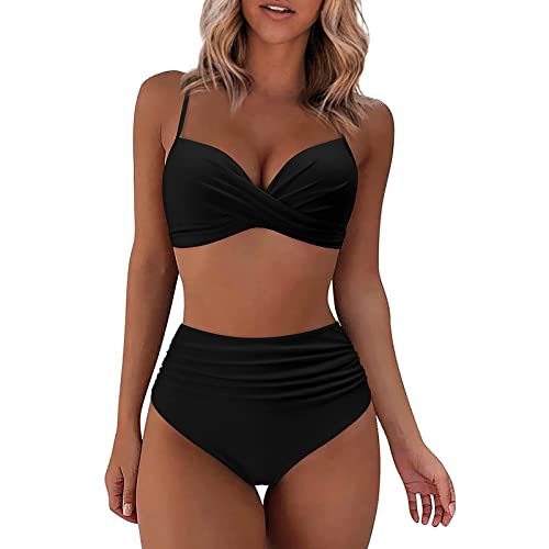 YunYoud Damen Böhmen Badeanzug Frau Mode Bikini Set Frauen Drucken Bademode Hochdrücken Gepolstert BH + Badeshorts 2 Stück Strandkleidung Sätze von YunYoud