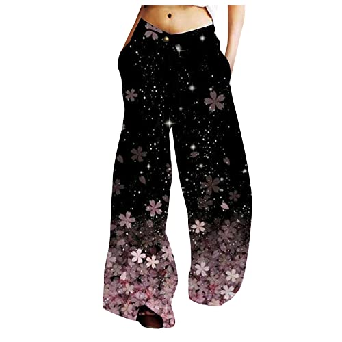 YunYoud Haremshose Damen Lockere Totenkopf Drucken Sommerhose 7/8 Freizeithose Boho Pumphose Elastischer Bund Jogginghose mit Weitem Bein Halloween Hosen Herbst Hose Yogahose von YunYoud