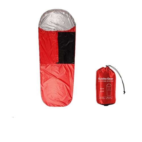 Biwaksack Für Schlafsack Überzug, Ultraleicht Notfallschlafsack - Wasserdicht Überlebens-Bivy Bag für Wandern, Rucksackreisen, Erdbeben, Camping (Rot) von Yundxi