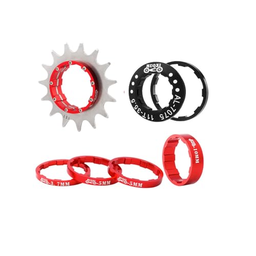 Yundxi Singlespeed Umrüstsatz Fixie-Kassette 12T13T/14T/15T/16T/17T/18T/19T/20T/21T/22T MTB Einzel-Gang Umbausatz (18T,Rot) von Yundxi