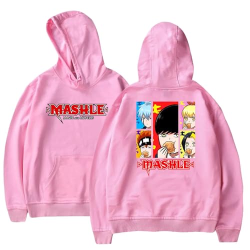 Hoodie Mashle: Magie und Muskeln Klassisches Sweatshirt mit Rundhalsausschnitt, lange Ärmel Bedruckter Pullover Lustiges Muster Reißverschlussjacke Kordelzug Tasche Sweatshirt Lederjacke-black||XXS von Yuogkk