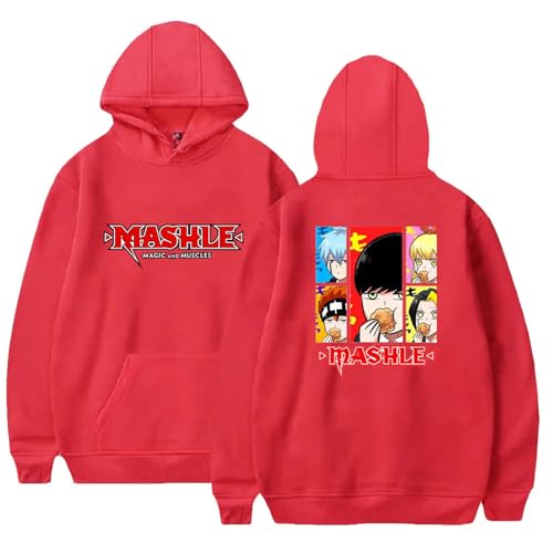 Hoodie Mashle: Magie und Muskeln Klassisches Sweatshirt mit Rundhalsausschnitt, lange Ärmel Bedruckter Pullover Lustiges Muster Reißverschlussjacke Kordelzug Tasche Sweatshirt Lederjacke-black||XXS von Yuogkk