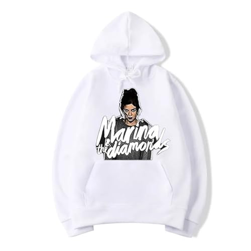 Kapuzenpulli Marina Diamandis Herren und Damen bedruckter Pullover, Langarm Tasche warmes Sweatshirt Mode lose Plus Size Jacke Baumwolle Jacke Cool Street Top Hip Hop Sportbekleidung-white||4XL von Yuogkk