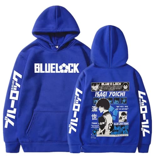 Yuogkk Hoodie Blue Lock Herren Damen Sweatshirt, Cartoon Muster Pullover Mode lässig Sweatshirt atmungsaktiv Langarm Jacke Herbst und Winter Rollenspiel Shirt-Black||XXS von Yuogkk