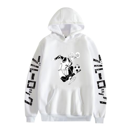 Yuogkk Hoodie Blue Lock Herren Frauen Sweatshirt, Fun Cartoon Muster Pullover Mode Casual Pullover Vintage Langarm Jacke Role Play Top-White||XS von Yuogkk