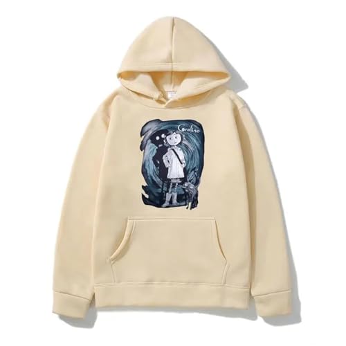 Yuogkk Hoodie Coraline Herren Printed Pattern Pullover Sweatshirt, Langarm Mode Sweatshirt Vintage Jacke Loose Casual Sweater Role Play Top Cool Streetwear-Khaki||3XL von Yuogkk