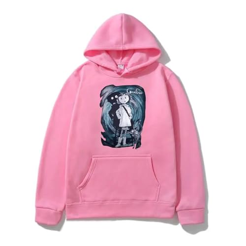 Yuogkk Hoodie Coraline Herren Printed Pattern Pullover Sweatshirt, Langarm Mode Sweatshirt Vintage Jacke Loose Casual Sweater Role Play Top Cool Streetwear-pink||4XL von Yuogkk