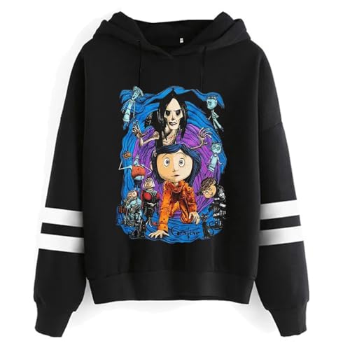 Yuogkk Hoodie Coraline Klassischer Vintage Herren Pullover, Spaß Bedrucktes Sweatshirt Langarm Große Tasche Damen Jacke Horror Fantasy Gemustert Sweatshirt Rollenspiel Top Warmer Pullover-Black||XXS Yuogkk Hoodie Coraline Klassischer Vintage Herren Pullover, Spaß Bedrucktes Sweatshirt Langarm Große Tasche Damen Jacke Horror Fantasy Gemustert Sweatshirt Rollenspiel Top Warmer Pullover-Black||XXS von Yuogkk