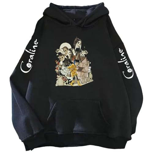 Yuogkk Hoodie Coraline Unisex bedrucktes Muster Sweatshirt,Langarm große Tasche Pullover Vintage Jacke lose große Größe Warmer Pullover Rollenspiel Trendige Streetwear-Black||XXS Yuogkk Hoodie Coraline Unisex bedrucktes Muster Sweatshirt,Langarm große Tasche Pullover Vintage Jacke lose große Größe Warmer Pullover Rollenspiel Trendige Streetwear-Black||XXS von Yuogkk