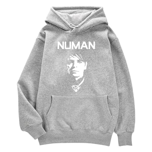 Yuogkk Hoodie Gary Numan Unisex Langarm-Sweatshirt, Vintage Rundhalsausschnitt Pullover Mode Rock Jacke Klassisch Bedruckte Jacke Plus Größe Paar Wandern Kleidung-Black||XXS von Yuogkk