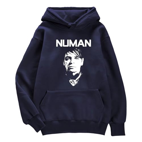 Yuogkk Hoodie Gary Numan Unisex Langarm-Sweatshirt, Vintage Rundhalsausschnitt Pullover Mode Rock Jacke Klassisch Bedruckte Jacke Plus Größe Paar Wandern Kleidung-Black||XXS von Yuogkk