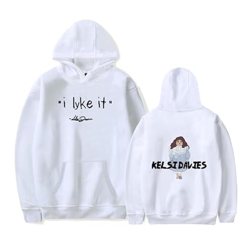 Yuogkk Hoodie Kelsi Davies Herren und Damen Langarm Sweatshirt, Mode Retro Rundhalsausschnitt Pullover Gedrucktes Muster Lässiger Pullover Running Fitness Jacke-White||XXS von Yuogkk