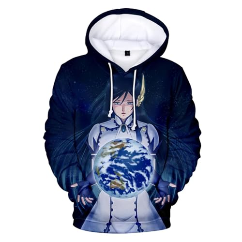 Yuogkk Hoodie Record of Ragnarok Men's and Women's Fashion Solid Colour Sweatshirt, 3D Cartoon Pattern Pullover Hip Hop Street Casual Clothing Casual Loose Trend Sweatshirt-Blue||XXS von Yuogkk