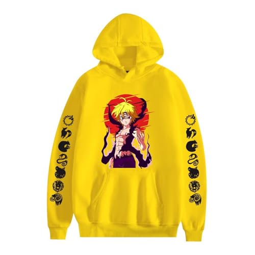 Yuogkk Hoodie Seven Deadly Sins Männer und Frauen Langarm-Pullover Top, Lose Casual Classic Crew Neck Sweatshirt Mode gedruckt Muster Street Style Kleidung-Black||XXS von Yuogkk