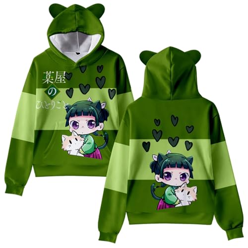 Yuogkk Hoodie The Apothecary Diaries Lose Casual Sweatshirt,Cartoon Cat Ears Sweatshirt Gefütterter Pullover Spaß Muster Jacke Rollenspiel Jacke Männer Frauen Spaß Streetwear-Green||XXS von Yuogkk