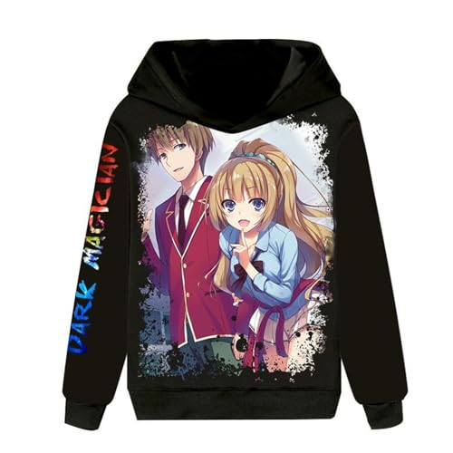 Yuogkk HoodieClassroom of The Elite Männer und Frauen Langarm-Sweatshirt, 3D-Cartoon-Muster Pullover Spaß Bedruckte Jacke verdickt weiches Sweatshirt Mode Trend Polo-Shirt-Black||XXS von Yuogkk