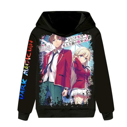 Yuogkk HoodieClassroom of The Elite Männer und Frauen Langarm-Sweatshirt, 3D-Cartoon-Muster Pullover Spaß Bedruckte Jacke verdickt weiches Sweatshirt Mode Trend Polo-Shirt-Black||XXS von Yuogkk