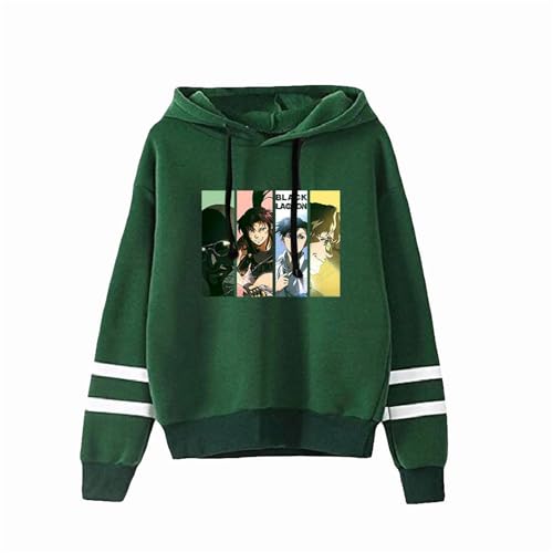 Yuogkk Kapuzenpulli Black Lagoon Langarm Pullover, Cartoon Fun Sweatshirt Männer und Frauen Große Tasche Jacke Reißverschluss Jacke Rollenspiel Sweatshirt Herbst und Winter Streetwear-White||XXS von Yuogkk