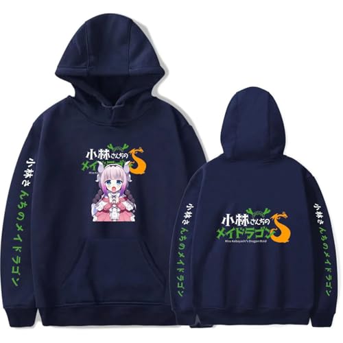 Yuogkk Kapuzenpulli Miss Kobayashi's Dragon Maid Retro Print Langarm Sweatshirt mit Rundhalsausschnitt, Lässiger lockerer Cartoon Rollenspiel Pullover Niedliche einfache Jacke-White||XXS von Yuogkk