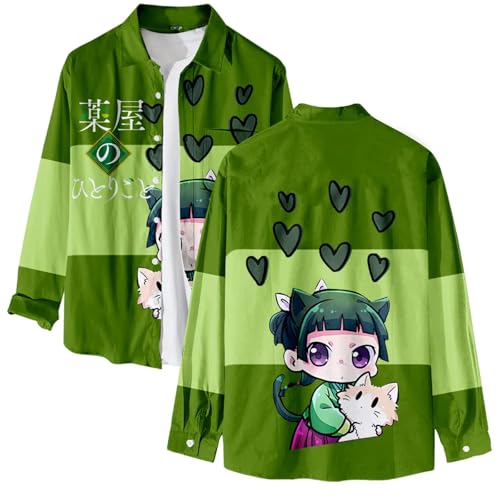 Yuogkk Shirt The Apothecary Diaries Casual Loose Cardigan, Cartoon Rollenspiel Hoodie Fun Role Play Streetwear Fashion Langarm Sweatshirt mit Knöpfen Polo Shirt gefüttert-Green||S von Yuogkk