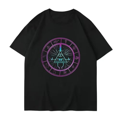 Yuogkk T-Shirt Bill Cipher Cartoon Druck Rundhalsausschnitt Sweatshirt, lustiges Muster Shirt Unisex Baumwolle kurzärmlig Mode lässig Top klassisch Retro-Sportbekleidung-Purple||XS von Yuogkk