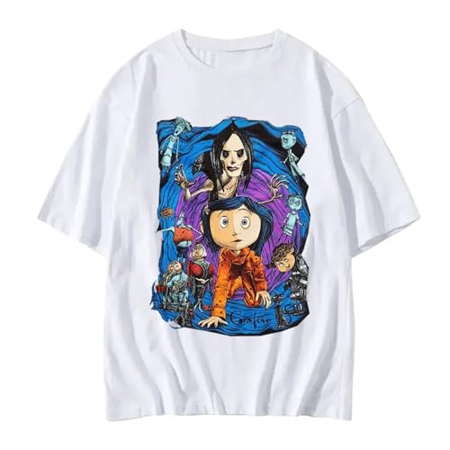 Yuogkk T-Shirt Coraline Männer und Frauen Retro Rundhalsausschnitt Sweatshirt, Mode lose Kurze Ärmel Baumwolle Bequeme Pullover gedruckt gemusterte Sportbekleidung Spaß Couple's-Black||XS Yuogkk T-Shirt Coraline Männer und Frauen Retro Rundhalsausschnitt Sweatshirt, Mode lose Kurze Ärmel Baumwolle Bequeme Pullover gedruckt gemusterte Sportbekleidung Spaß Couple's-Black||XS von Yuogkk