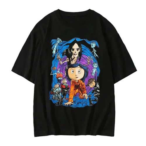 Yuogkk T-Shirt Coraline Männer und Frauen Retro Rundhalsausschnitt Sweatshirt, Mode lose Kurze Ärmel Baumwolle Bequeme Pullover gedruckt gemusterte Sportbekleidung Spaß Couple's-Black||XS Yuogkk T-Shirt Coraline Männer und Frauen Retro Rundhalsausschnitt Sweatshirt, Mode lose Kurze Ärmel Baumwolle Bequeme Pullover gedruckt gemusterte Sportbekleidung Spaß Couple's-Black||XS von Yuogkk