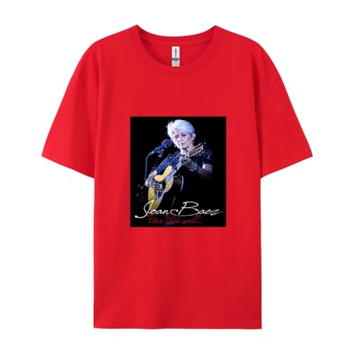 Yuogkk T-Shirt Joan Baez Herren und Damen Retro Rundhalsausschnitt Sweatshirt, Mode Rock Kurzarm lässig Plus Größe Weste Klassisch bedrucktes Muster Shirt Hip Hop Street Top-Black||XS von Yuogkk