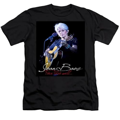 Yuogkk T-Shirt Joan Baez Herren und Damen Retro Rundhalsausschnitt Sweatshirt, Mode Rock Kurzarm lässig Plus Größe Weste Klassisch bedrucktes Muster Shirt Hip Hop Street Top-Black||XS von Yuogkk