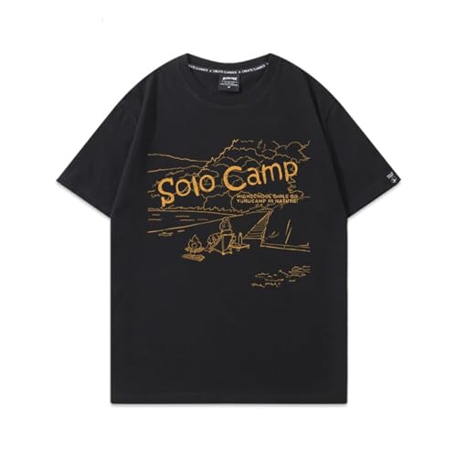 Yuogkk T-Shirt Laid-Back Camp Männer und Frauen lose lässige kurzärmelige, Cartoon-Muster Sweatshirt Laufen Reise Jacke Baumwolle gedruckt Harajuku Top ärmellose Weste-Black||XS von Yuogkk