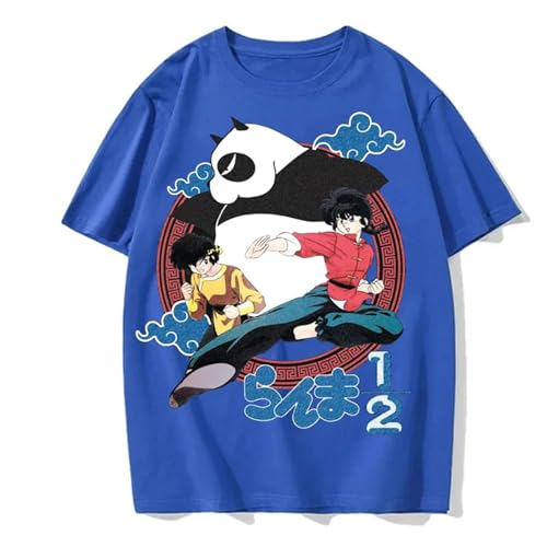 Yuogkk T-Shirt Ranma 1/2 Baumwolle beidseitig Bedruckt Muster Sweatshirt, Spaß Cartoon Weste Mode Casual Shirt atmungsaktiv Schweiß Sportbekleidung Rollenspiel Tops-Blue||3XL von Yuogkk