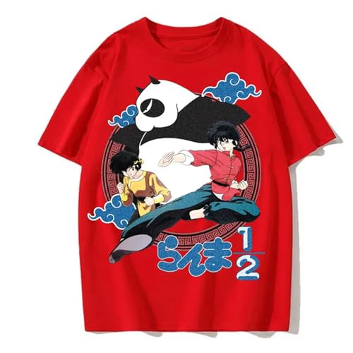 Yuogkk T-Shirt Ranma 1/2 Baumwolle beidseitig Bedruckt Muster Sweatshirt, Spaß Cartoon Weste Mode Casual Shirt atmungsaktiv Schweiß Sportbekleidung Rollenspiel Tops-Blue||3XL von Yuogkk