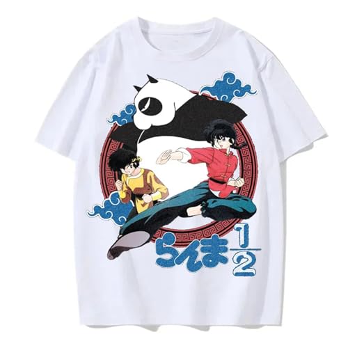 Yuogkk T-Shirt Ranma 1/2 Baumwolle beidseitig Bedruckt Muster Sweatshirt, Spaß Cartoon Weste Mode Casual Shirt atmungsaktiv Schweiß Sportbekleidung Rollenspiel Tops-Blue||3XL von Yuogkk