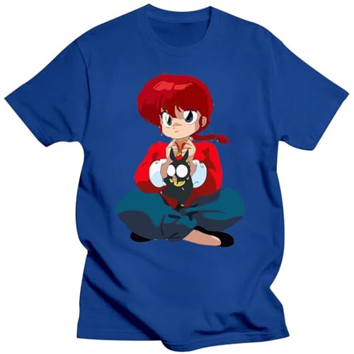 Yuogkk T-Shirt Ranma 1/2 Cartoon-Druck Baumwolle Kurzarm, Männer und Frauen lässig lose Sweatshirt Rollenspiel Mode Streetwear 2D Rundhalsausschnitt Plus Größe Tops-White||XS von Yuogkk