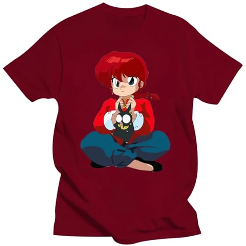 Yuogkk T-Shirt Ranma 1/2 Cartoon-Druck Baumwolle Kurzarm, Männer und Frauen lässig lose Sweatshirt Rollenspiel Mode Streetwear 2D Rundhalsausschnitt Plus Größe Tops-White||XS von Yuogkk