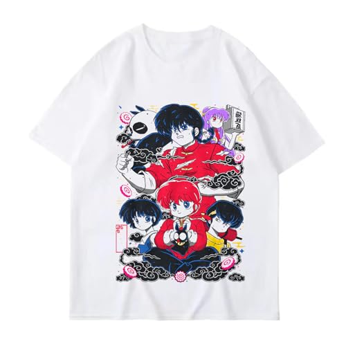 Yuogkk T-Shirt Ranma 1/2 Cartoon-Grafik-Sweatshirt, Spaß gedruckt Grafik kurzärmelige Mode Baumwoll-Shirt klassischen Rundhalsausschnitt Top Rollenspiel Tank Tops-Black||XS von Yuogkk