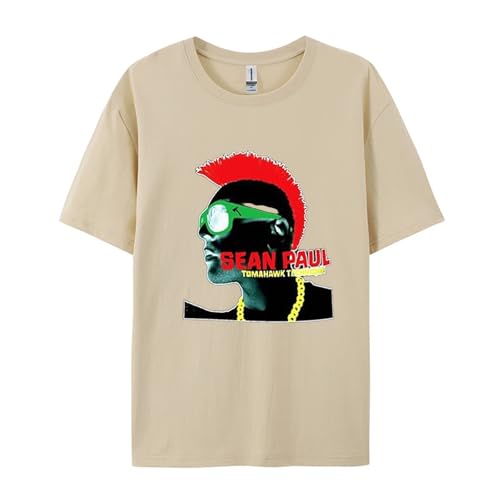 Yuogkk T-Shirt Sean Paul Mode lässig Sweatshirt, Baumwolle lose Plus Größe Kurzarm gedruckt Muster Shirt Retro Rundhalsausschnitt Top Hip Hop Straße Shorts Harajuku Jacke-Black||XS von Yuogkk