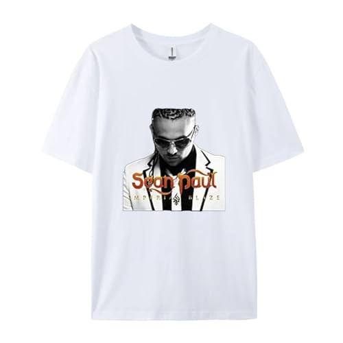 Yuogkk T-Shirt Sean Paul Vintage gedruckt Muster Sweatshirt, Mode lose lässig Kurzarm Hip-Hop Tops Harajuku Shirt Retro Streetwear Laufen Fitness Sportbekleidung-Black||XS von Yuogkk