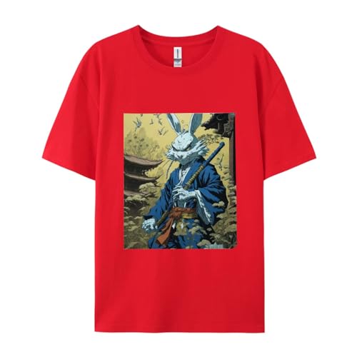 Yuogkk T-Shirt Usagi Yojimbo Mode locker atmungsaktiv Sweatshirt, klassischer Rundhalsausschnitt gedruckt Muster Kurze Ärmel Männer und Frauen Rollenspiel Tops Fitness-Sportbekleidung-Black||XS von Yuogkk