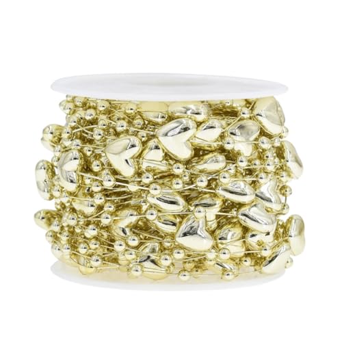 Yurosiay 10m/Rollen Herzen Perlenband Künstliche Perlen Dekoband Elegant Liebe Perlengirlande Hochzeit Perlenkette Deko Perlengirlande zum Basteln Perlenschnur für Hochzeit Party Strauß Gold Yurosiay 10m/Rollen Herzen Perlenband Künstliche Perlen Dekoband Elegant Liebe Perlengirlande Hochzeit Perlenkette Deko Perlengirlande zum Basteln Perlenschnur für Hochzeit Party Strauß Gold von Yurosiay