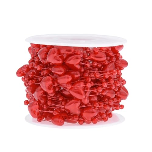 Yurosiay 10m/Rollen Herzen Perlenband Künstliche Perlen Dekoband Elegant Liebe Perlengirlande Hochzeit Perlenkette Deko Perlengirlande zum Basteln Perlenschnur für Hochzeit Party Strauß Rot Yurosiay 10m/Rollen Herzen Perlenband Künstliche Perlen Dekoband Elegant Liebe Perlengirlande Hochzeit Perlenkette Deko Perlengirlande zum Basteln Perlenschnur für Hochzeit Party Strauß Rot von Yurosiay
