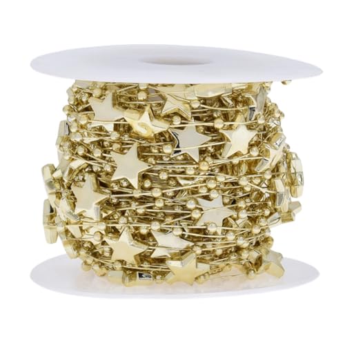 Yurosiay 15m/Rollen Sterne Perlenband Bunt Pentagramm Perlenkette Deko Kunststoff Perlen Dekoband Perlenrolle Sterne Perlengirlande für Weihnachten Hochzeit Brautstrauß Tischdeko Party Gold Yurosiay 15m/Rollen Sterne Perlenband Bunt Pentagramm Perlenkette Deko Kunststoff Perlen Dekoband Perlenrolle Sterne Perlengirlande für Weihnachten Hochzeit Brautstrauß Tischdeko Party Gold von Yurosiay